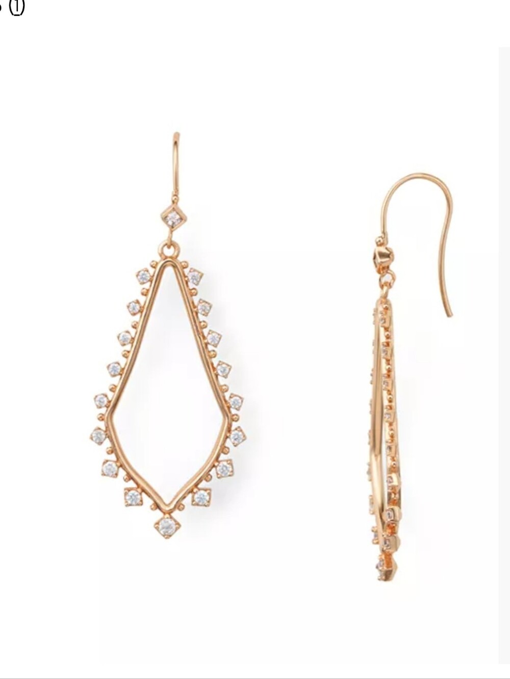 Kendra Scott Rose Gold Open Teardrop Earrings with Clear Stones